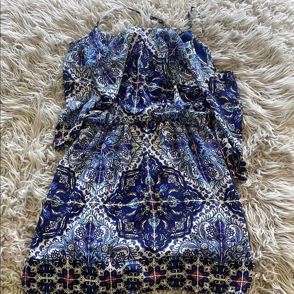 Bisou Bisou Blue and Black Halter Sundress